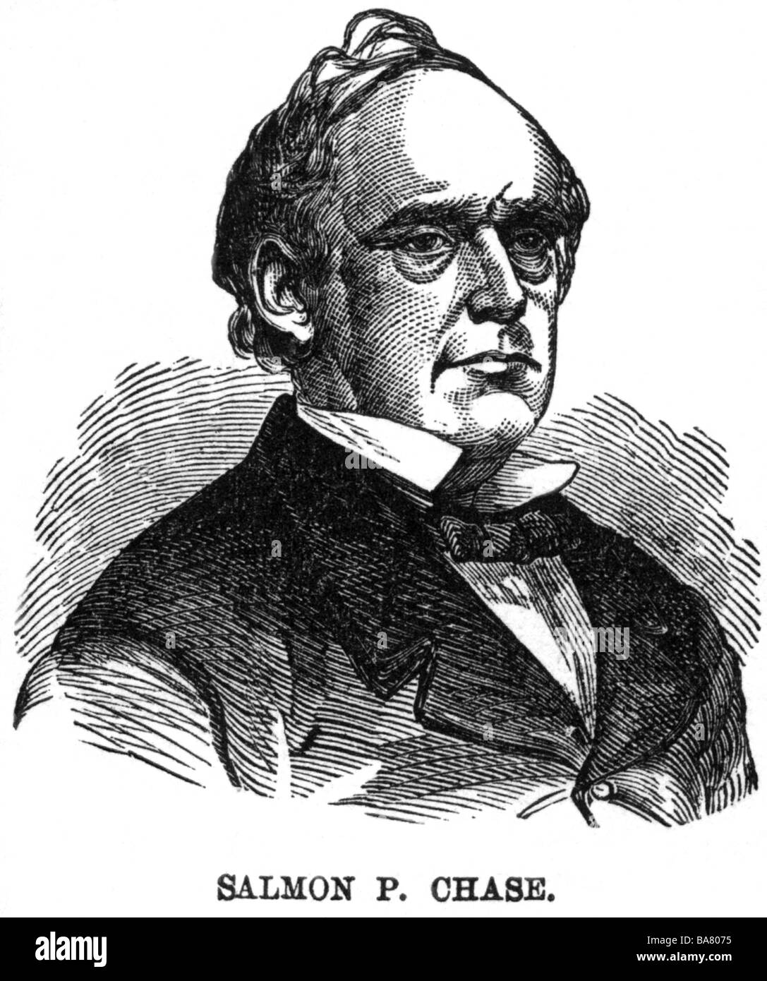 Chase, Salmon P., 13.1.1808 - 7.5.1873, American politician (Rep.), Secretary of the Treasury 1.7.1831 - 30.6.1864, portrait, wood engraving, 19th century, , Stock Photo