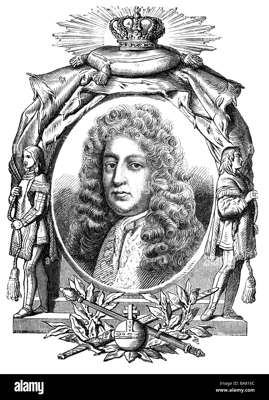 George, 2.4.1653 - 28.10.1708, Prince of Denmark and Norway, Duke of Cumberland, engraving after painting, circa 1700, Artist's Copyright has not to be cleared Stock Photo