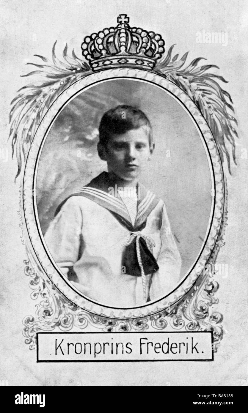 Frederick IX, 11.3.1899 - 14.1.1972, King of Denmark 1947 - 1972, portrait, as prince, postcard, circa 1910, Stock Photo