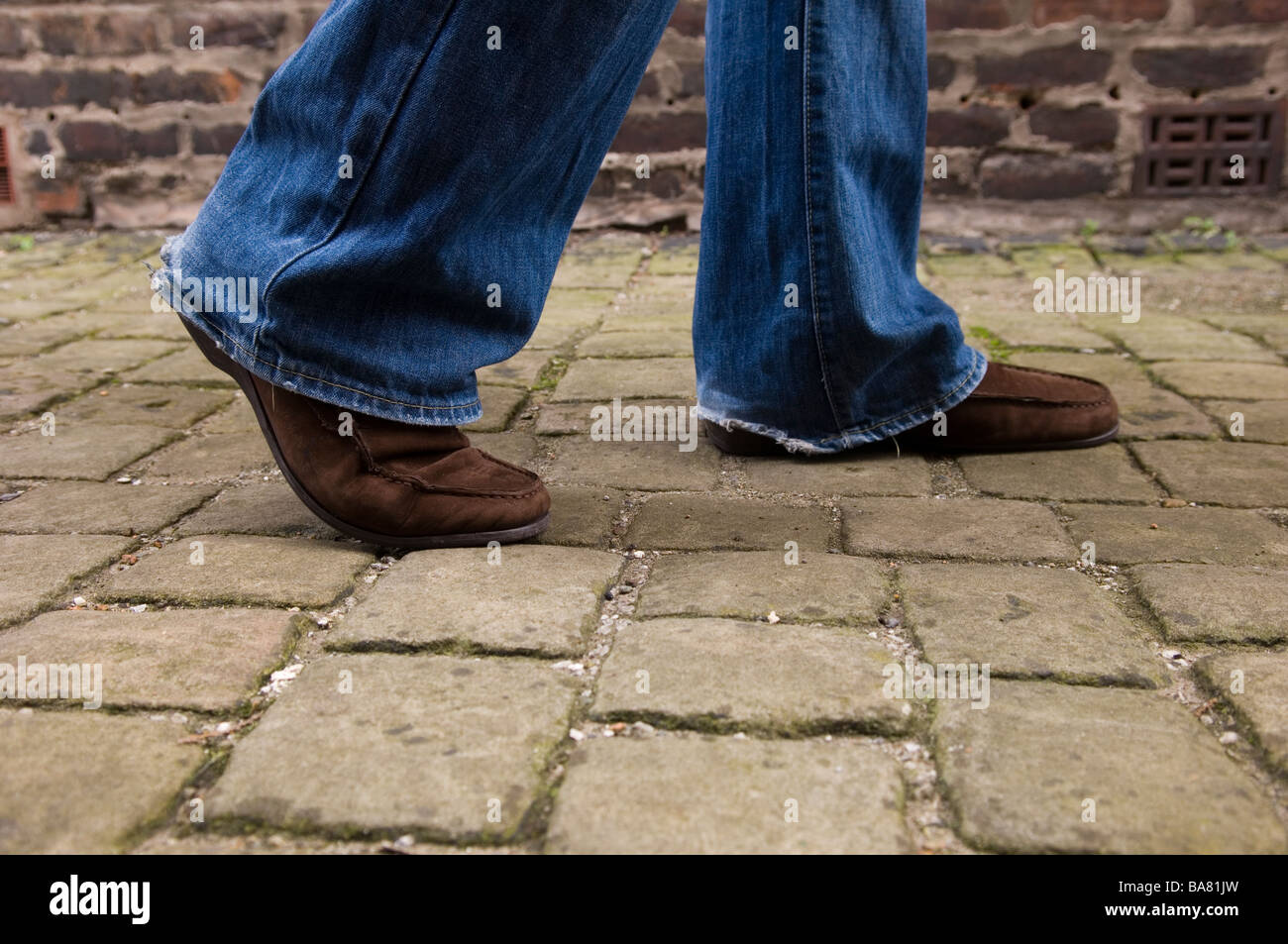 Mens Legs Orange Sneakers Jeans On Stock Photo 737814511