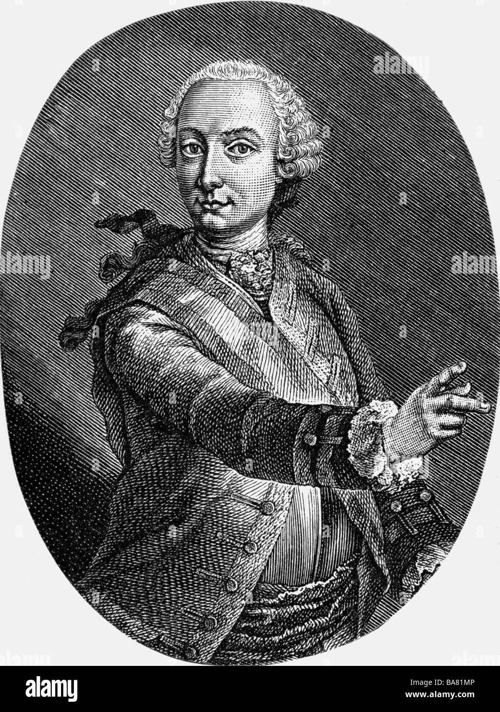 Laudon, Gideon Ernst von, 2.2.1717 - 14.7.1790, Austrian general, half length, copper engraving, 18th century,  , Artist's Copyright has not to be cleared Stock Photo
