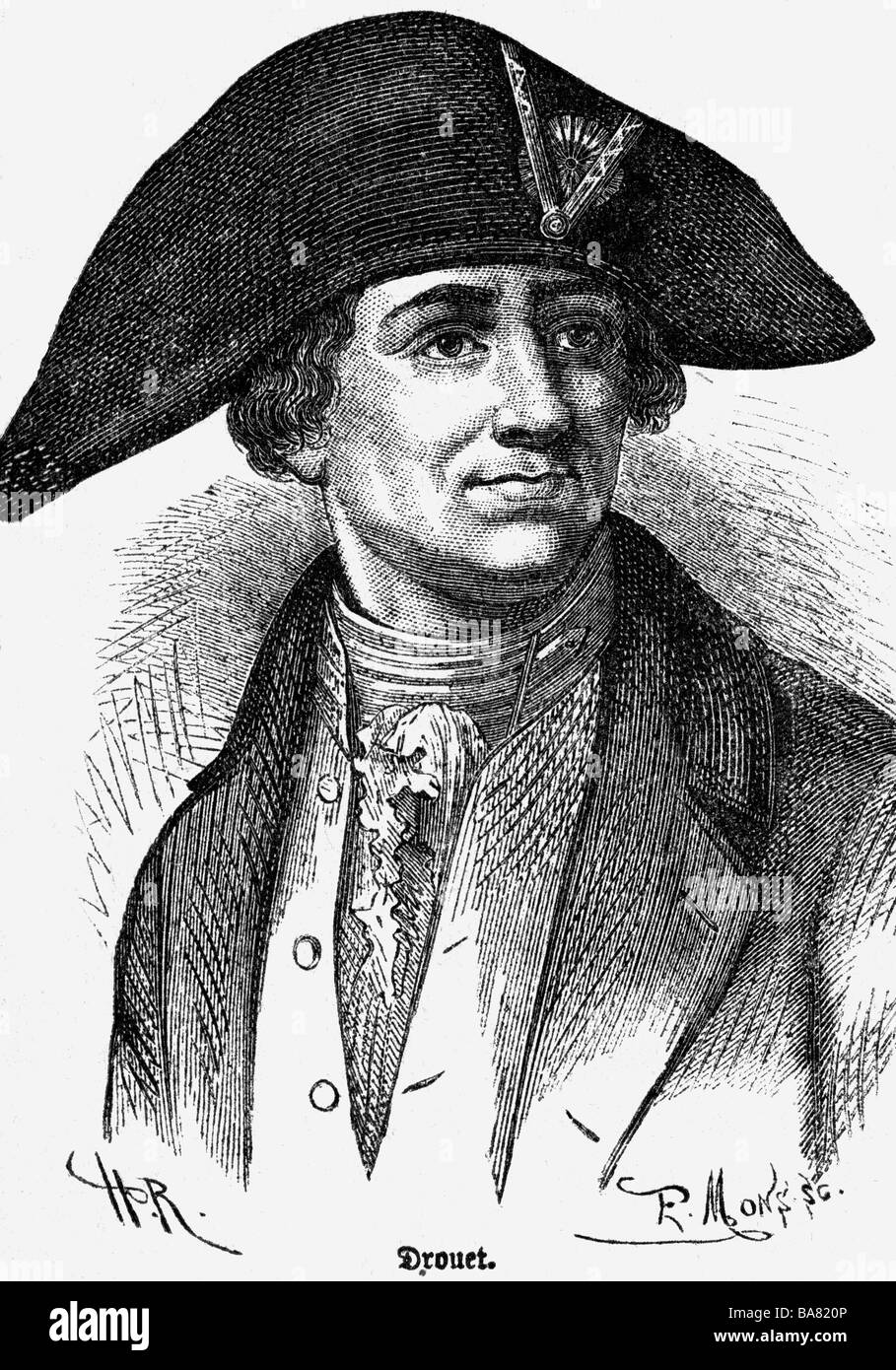Drouet, Jean-Baptiste, 8.1.1763 - 10.4.1824, French politican, portrait,  wood engraving, 19th century Stock Photo - Alamy