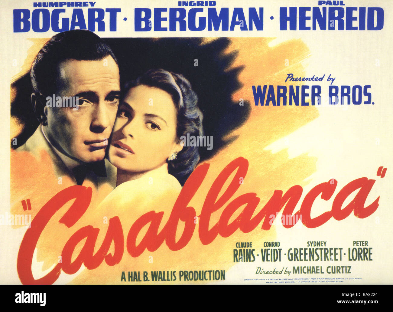 Casablanca Poster For 1942 Warner Film With Humphrey Bogart And Ingrid Bergman Stock Photo Alamy