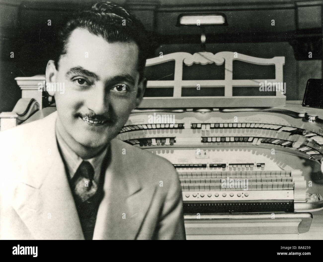 REGINALD DIXON at the Wurlitzer organ in the Tower Ballroom in Blackpool England Stock Photo