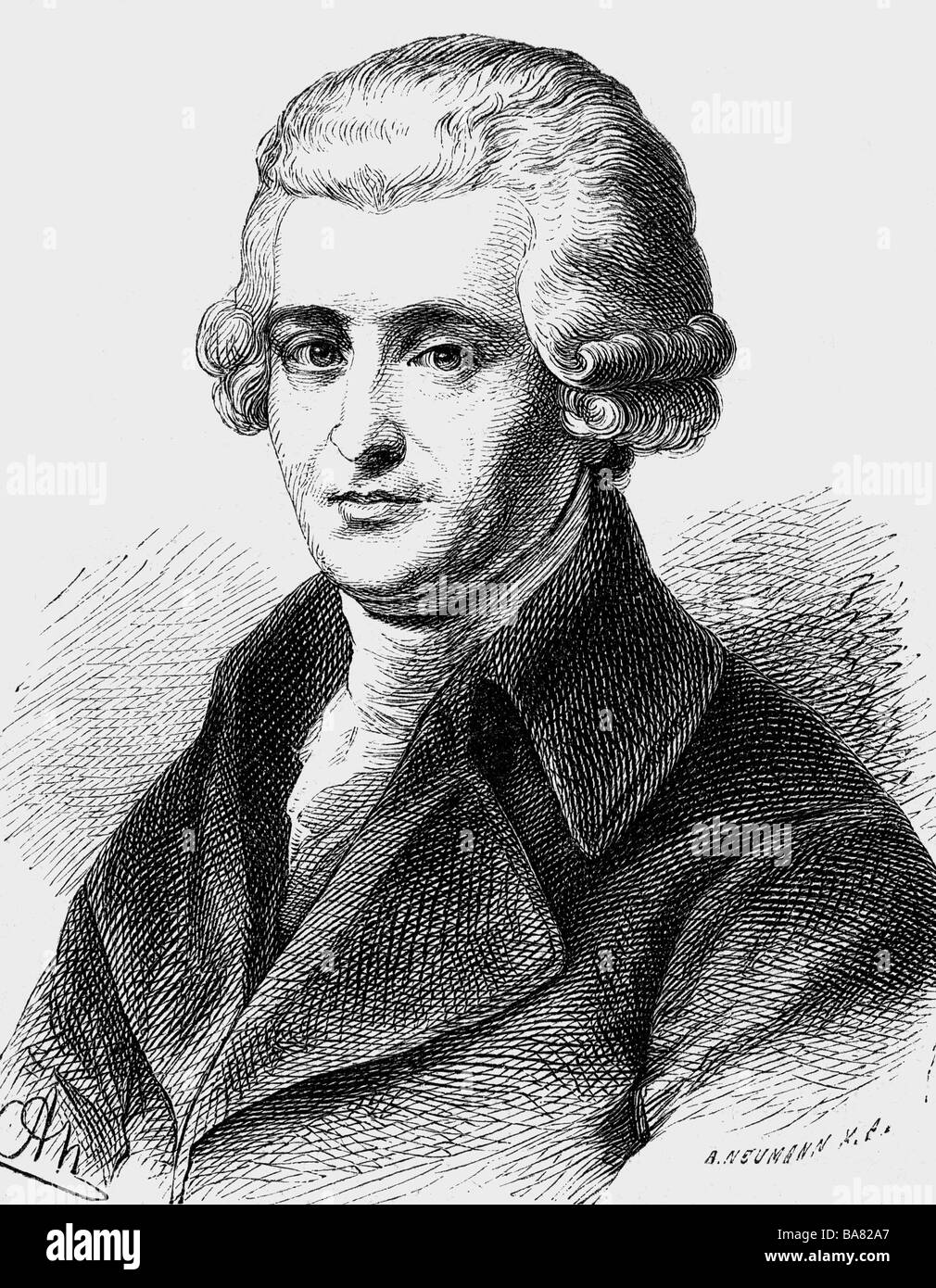 Haydn, Joseph, 31.3.1732 - 31.5.1809, Austrian composer, portrait, wood engraving, 19th century, , Stock Photo