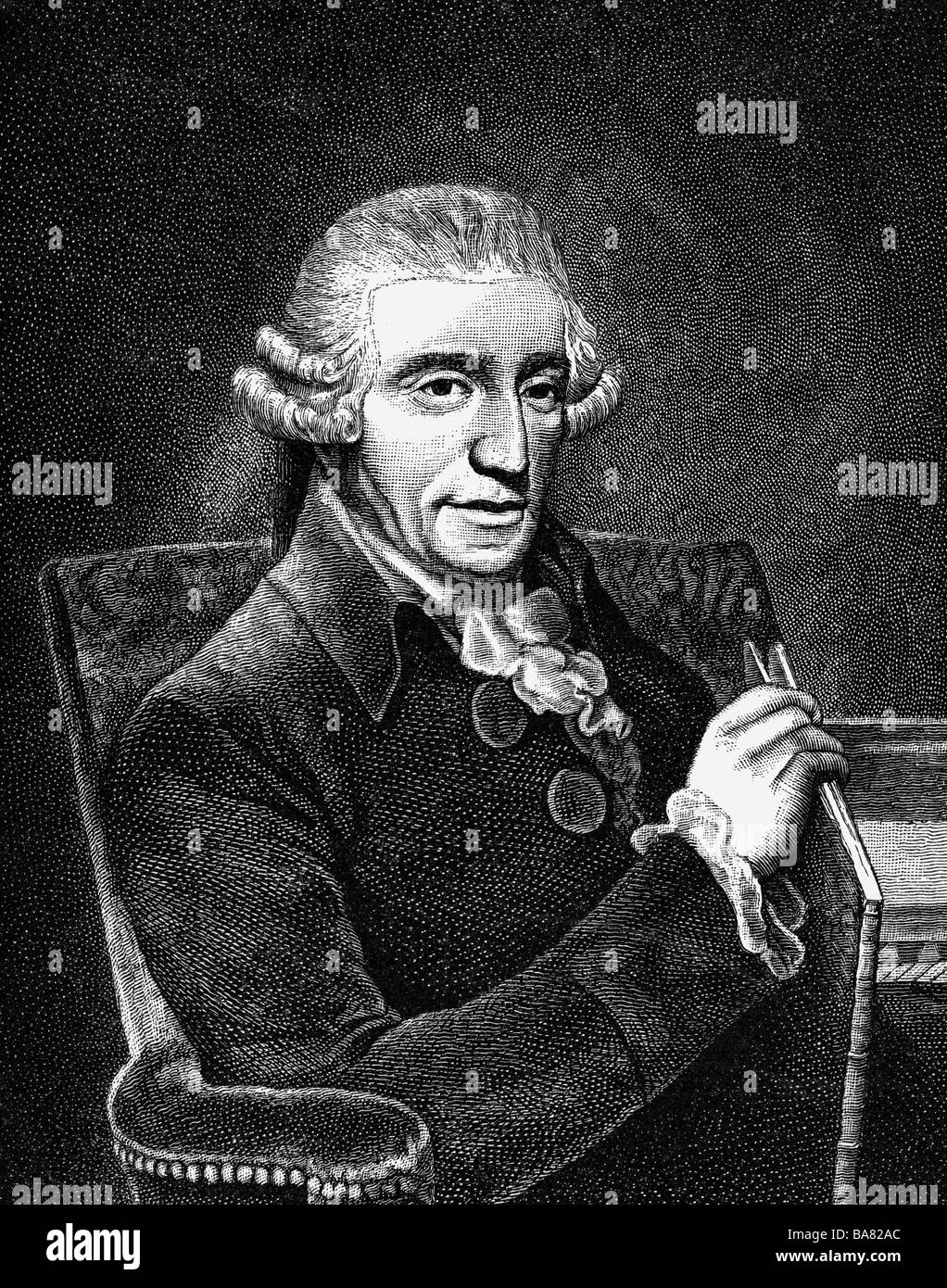 Haydn, Joseph, 31.3.1732 - 31.5.1809, Austrian composer, half length, wood engraving, 19th century, , Stock Photo
