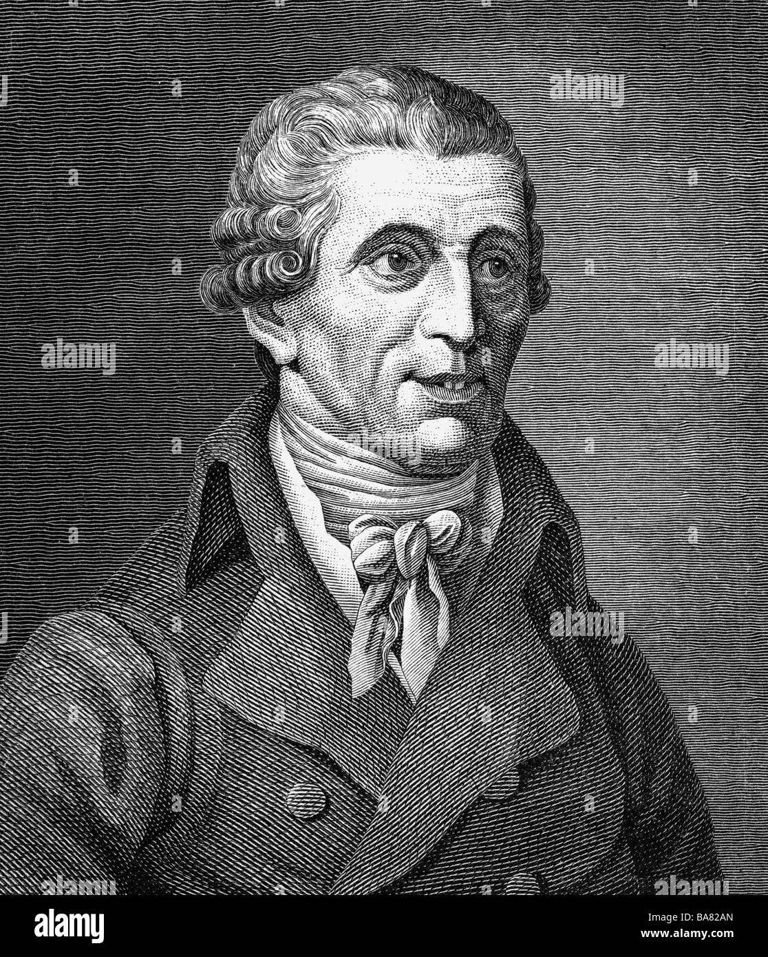 Haydn, Joseph, 31.3.1732 - 31.5.1809, Austrian composer, portrait, steel engraving, 19th century, , Artist's Copyright has not to be cleared Stock Photo