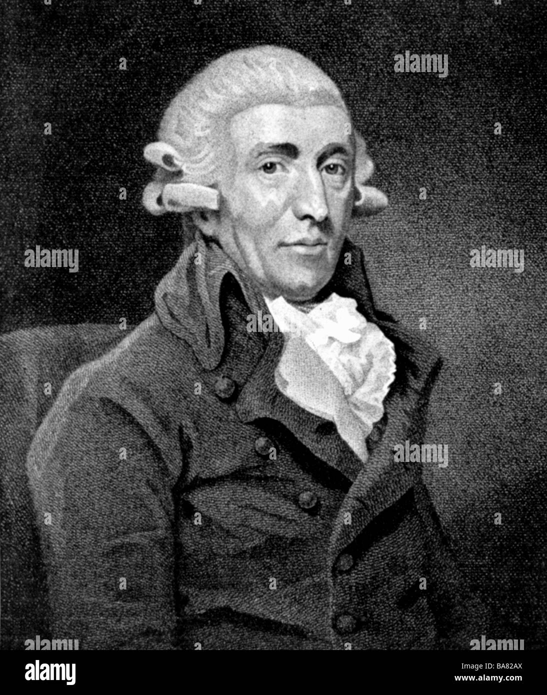 Haydn, Joseph, 31.3.1732 - 31.5.1809, Austrian composer, portrait, copper engraving by Georg Sigmund Facius after painting by John Hoppner, 1791, , Artist's Copyright has not to be cleared Stock Photo