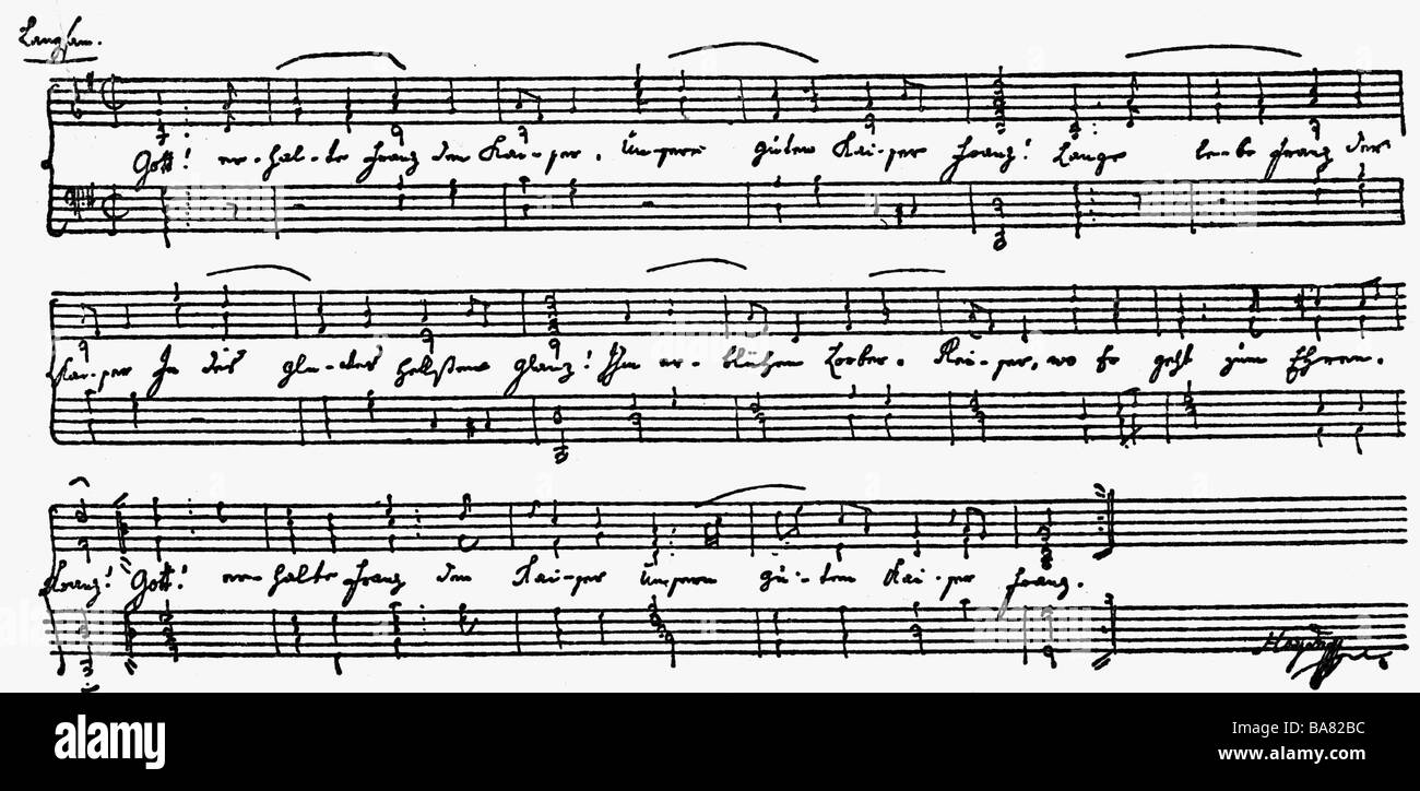 Haydn, Joseph, 31.3.1732 - 31.5.1809, Austrian composer, works, 'Kaiserhymne', sheet music, 1797, , Stock Photo