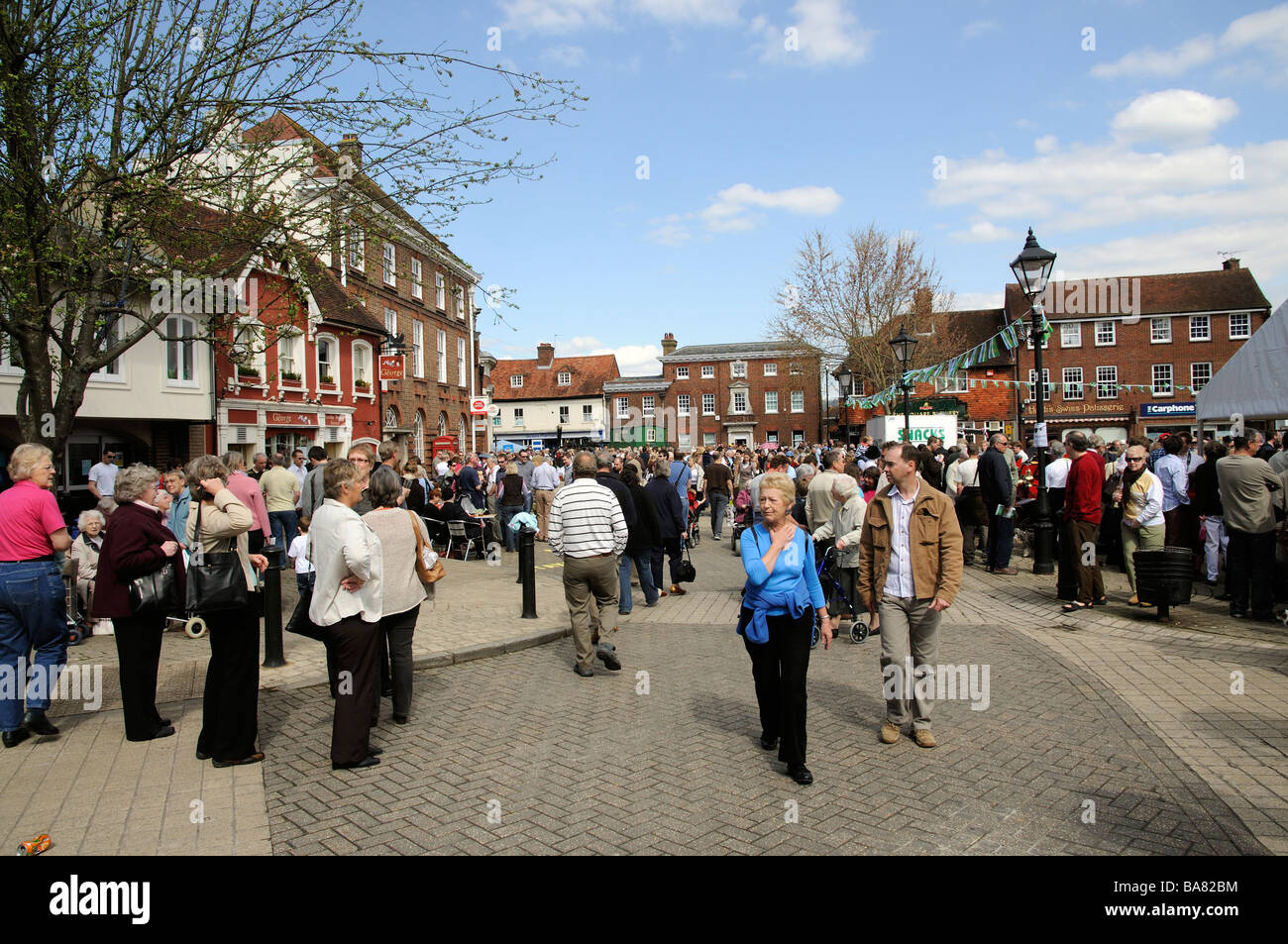 Petersfield town centre busy with people Hamsphire England UK Stock Photo