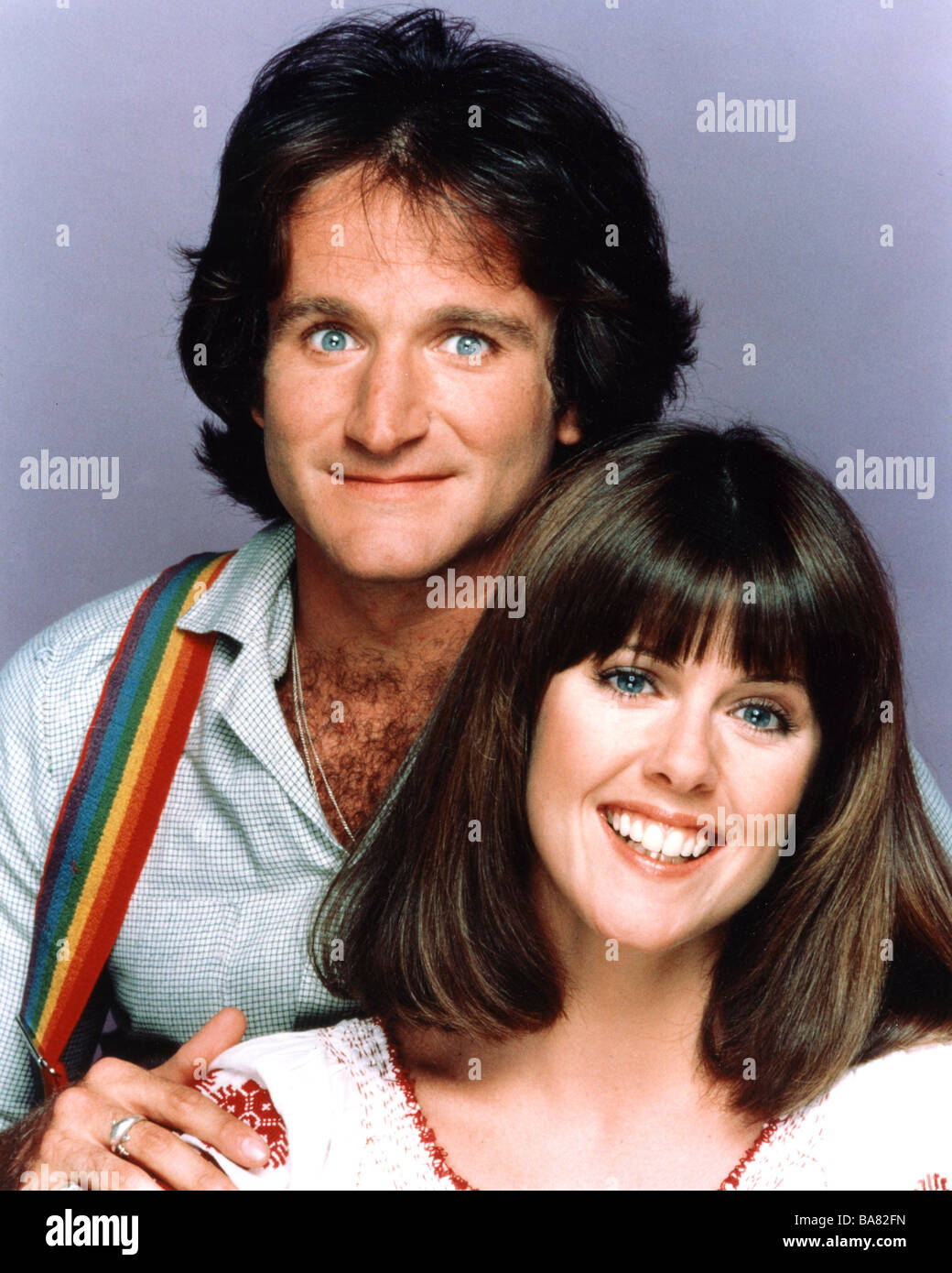 MORK AND MINDY 1978 - 1982 Paramount TV series with Robin Williams and Pam Dawber Stock Photo