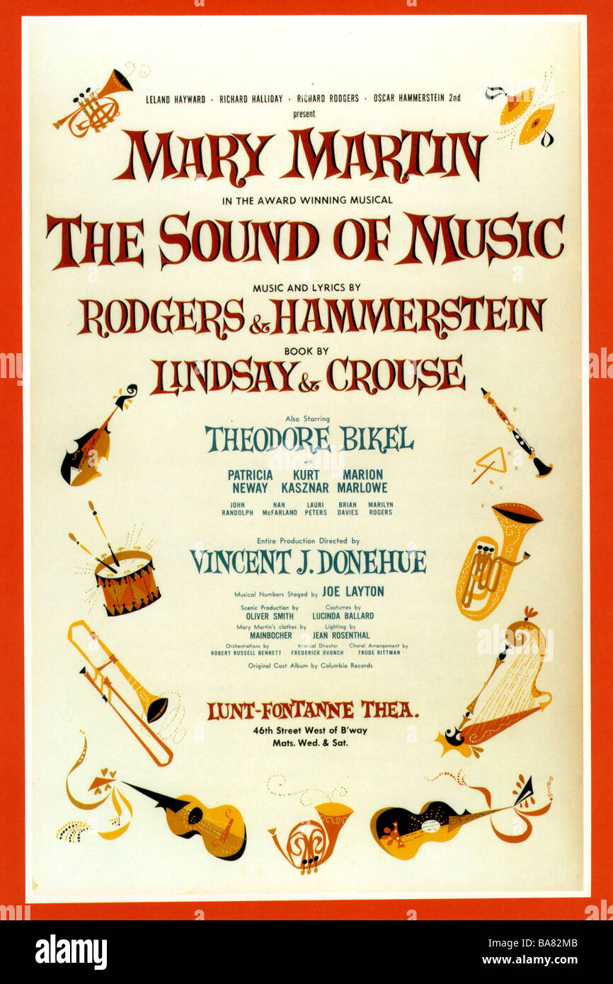 THE SOUND OF MUSIC Poster for the original Broadway stage production with Mary Martin in November 1959 Stock Photo