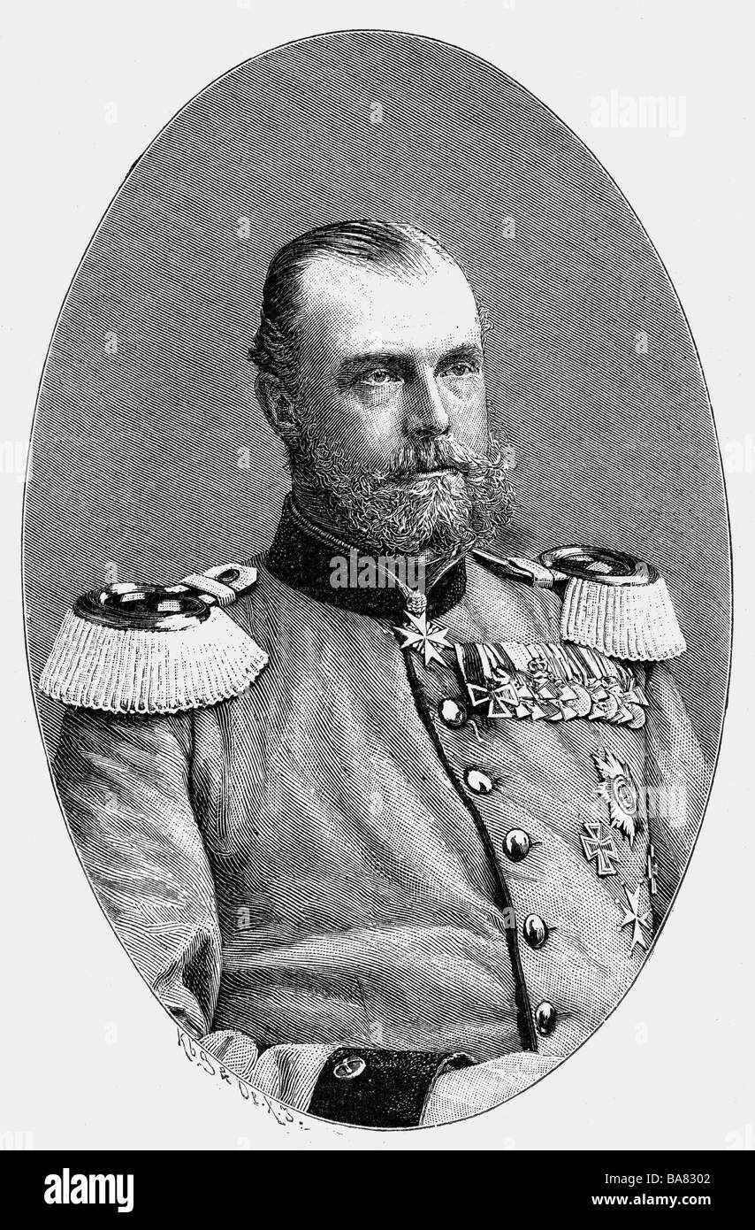Albert, 8.5.1837 - 13.9.1906, Prince of Prussia, Prussian general, commanding general of 10th Army Corps 1874 - 1888, half length, wood engraving after photograph by Hoeffert, hanover, circa 1880,  , Stock Photo