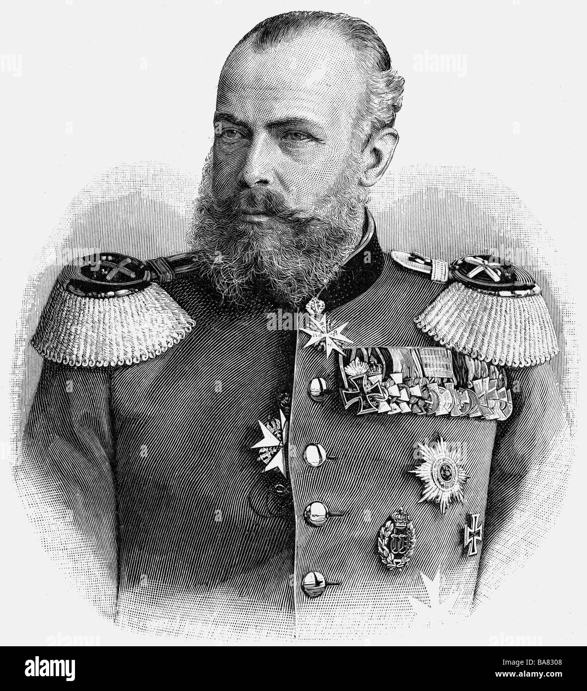 Albert, 8.5.1837 - 13.9.1906, Prince of Prussia, Prussian general, portrait, wood engraving, circa 1890, , Stock Photo