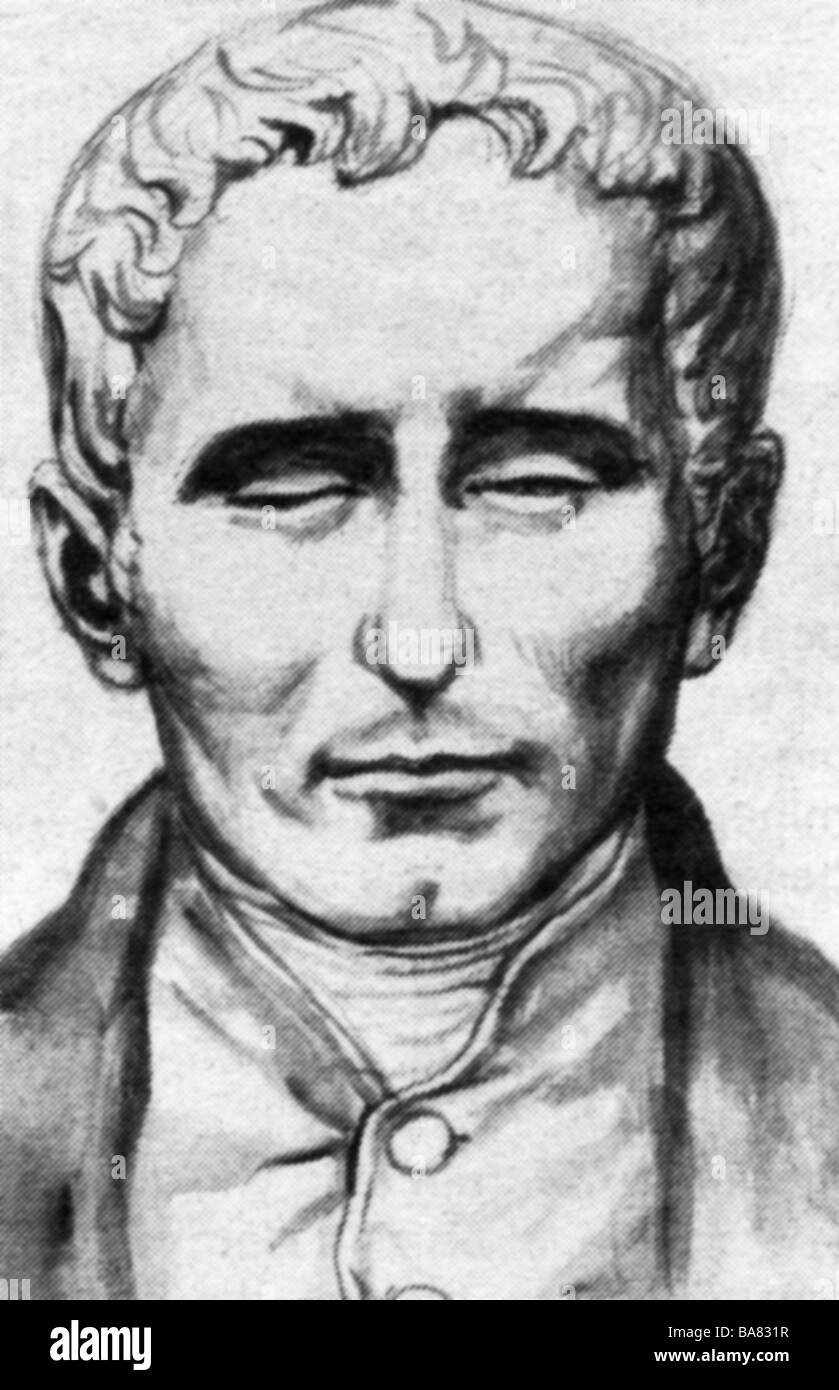 Braille, Louis, 4.1.1809 - 6.1.1852, French blind teacher, inventor of braille 1829, portrait, , Stock Photo