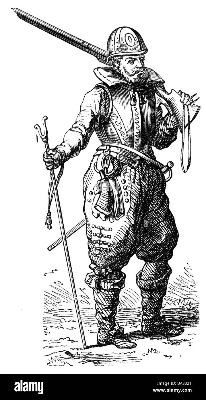 military, infantry, musketeers, musketeer in the 1st quarter of 17th