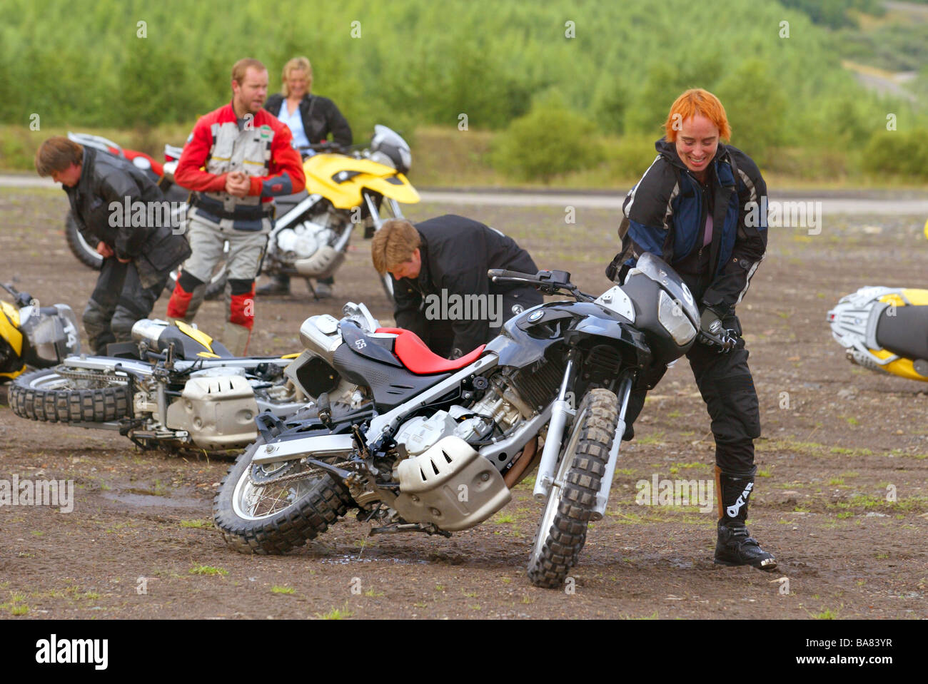 BMW offroad motorcycle training Wales Stock Photo Alamy