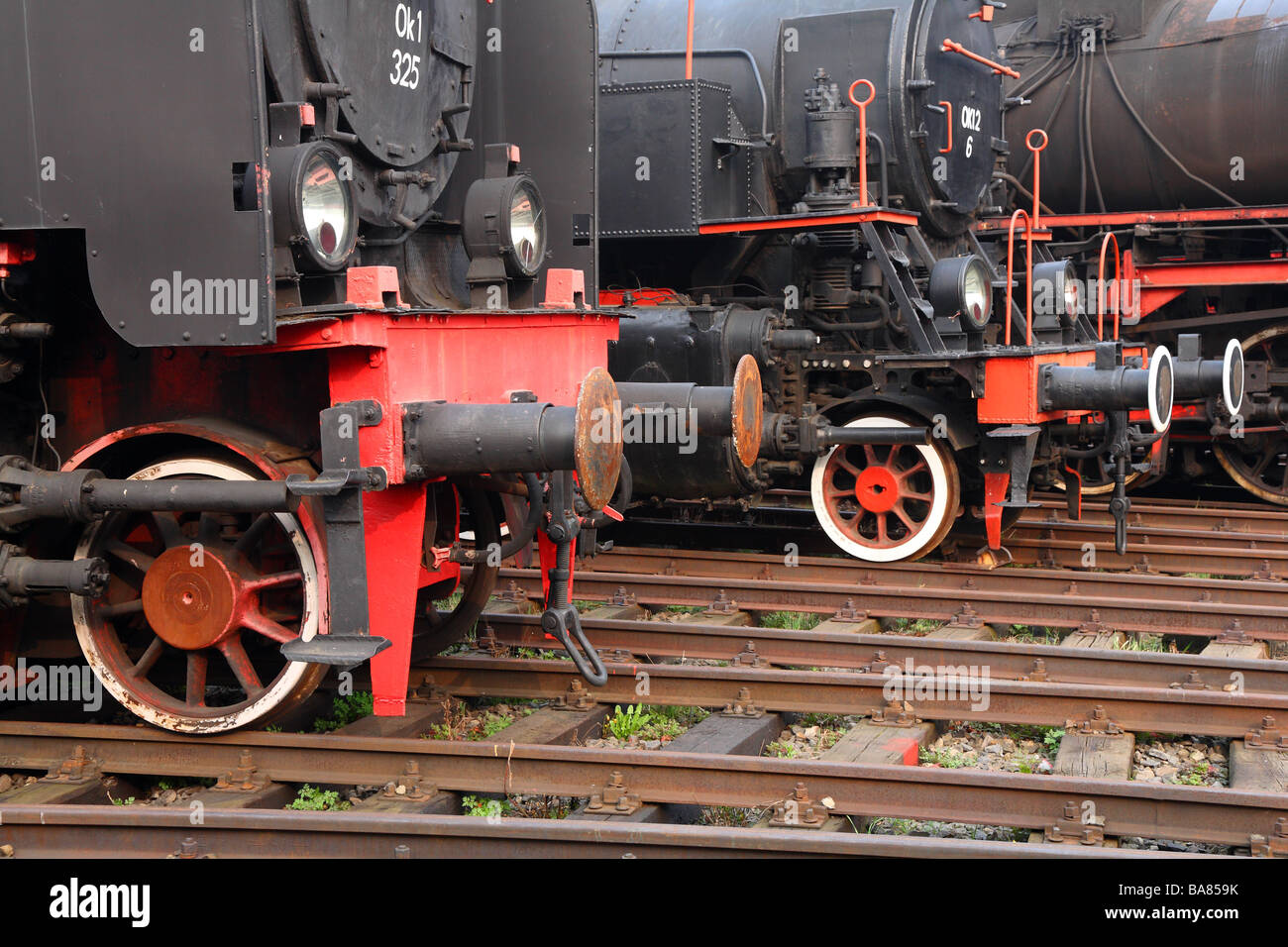 Old steam engines locomotives Stock Photo