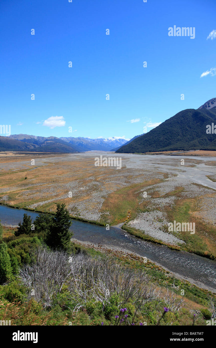 Braided river valley Stock Photo