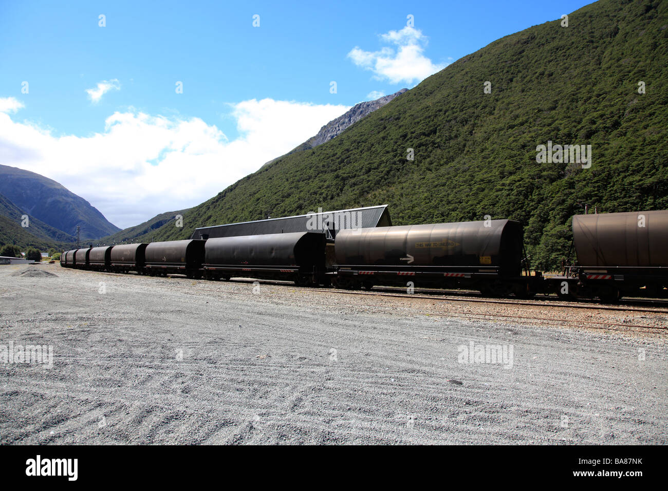 NZ rail coal train wagons,West Coast,South Island,New Zealand,Oceania