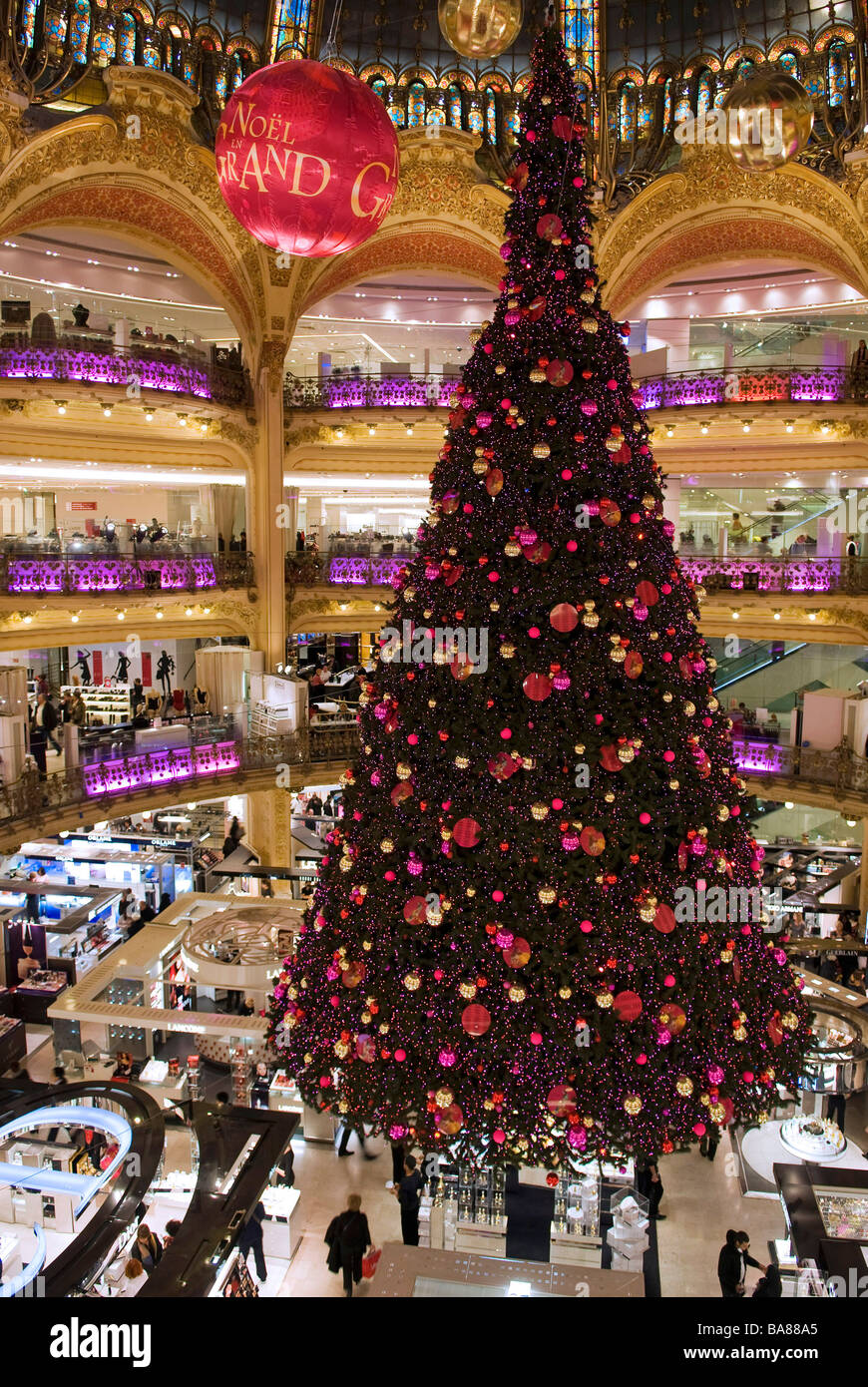 Paris (75): Christmas decorations at the 'Galeries Lafayette' department store Stock Photo