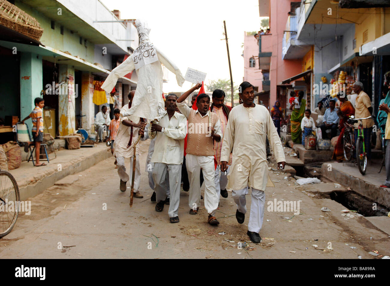 India : demonstration in Bodh Gaya (or Bodhgaya) Stock Photo