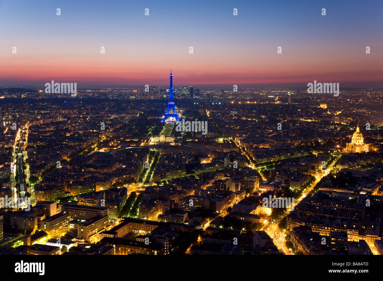 View over Eiffel Tower Paris France Stock Photo