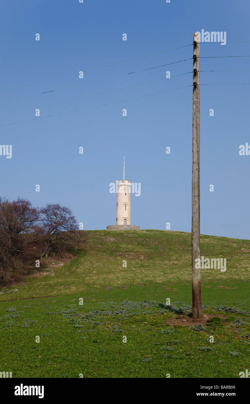 Binns Tower folly and telegraph pole Stock Photo