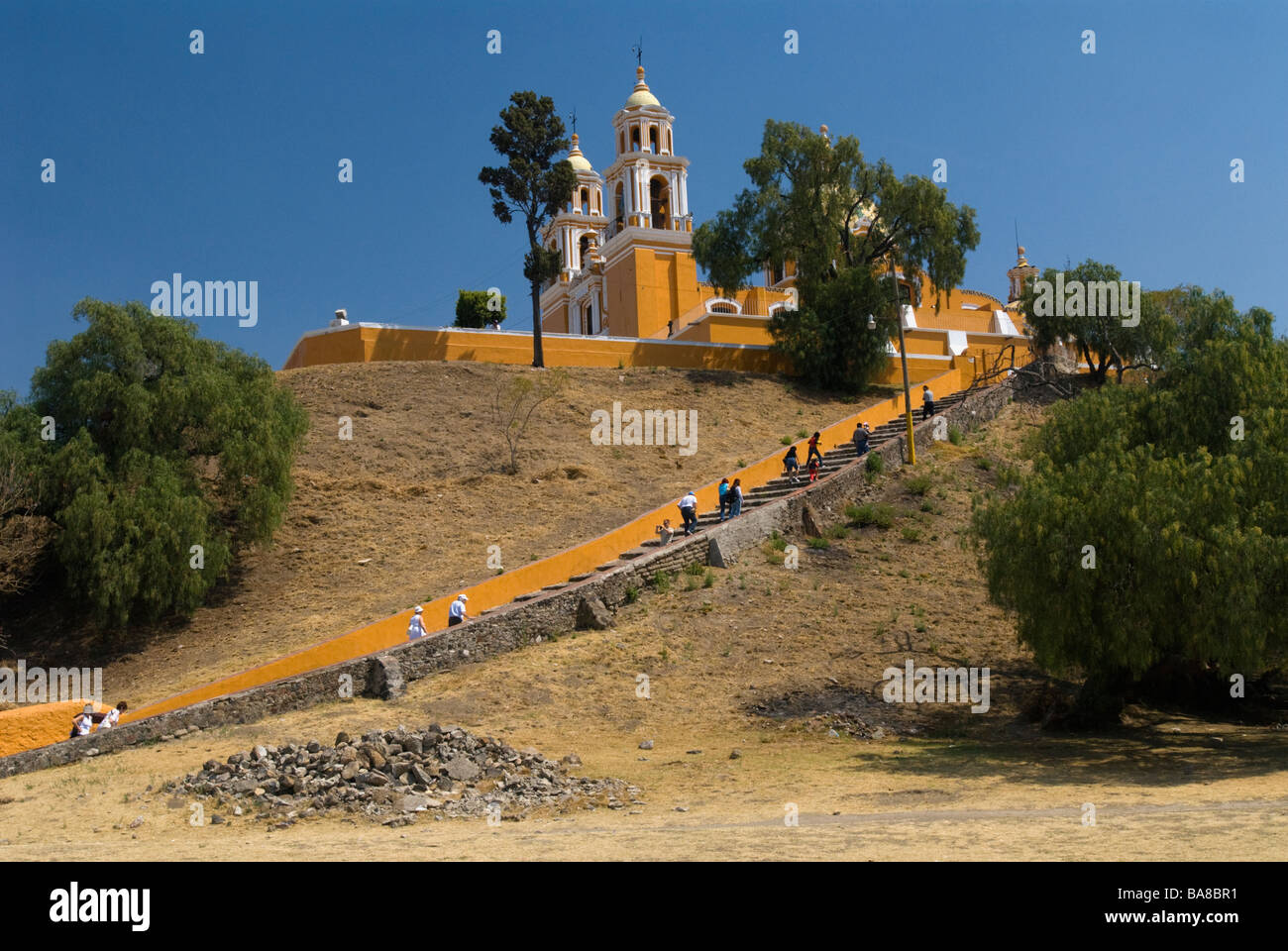 Cerro de los Remedios (Hill of the Remedies), Nuestra Señora de los Remedios Church, Cholula, Mexico. Stock Photo