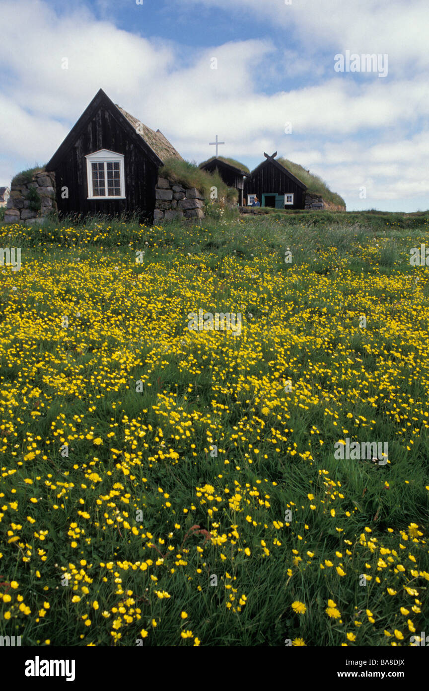 Historic Log Cabins At Arbaejarsafn Open Air Museum Reykjavik