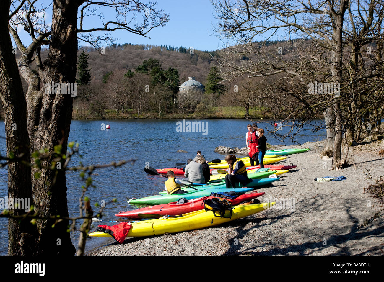 Canoeing at Cockshot Point Bowness on Windermere Cumbria UK with Belle