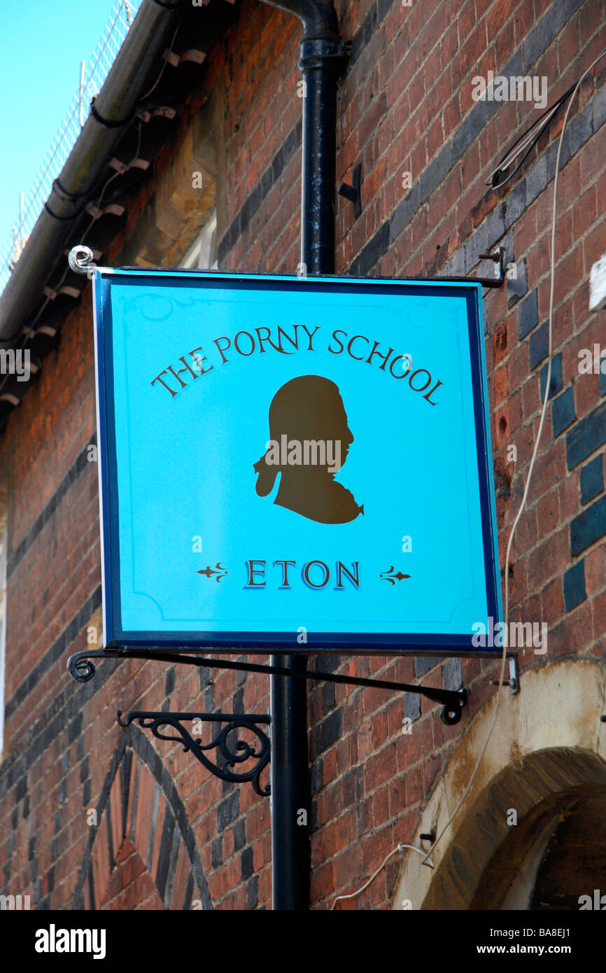 Sign above the entrance to the Porny School, Eton, Windsor, Berkshire. Stock Photo