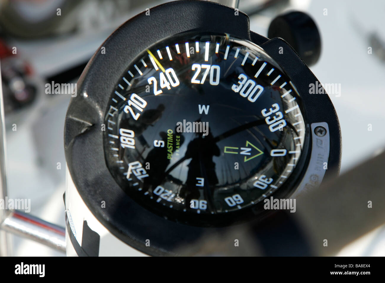 Compass on sail boat Stock Photo Alamy