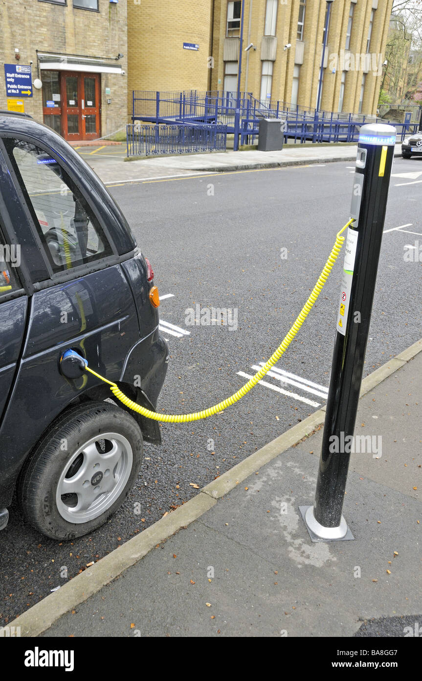 Electric car recharging at an Elektrobay Electric Vehicle Recharging Site in a London street Highbury Fields England UK Stock Photo
