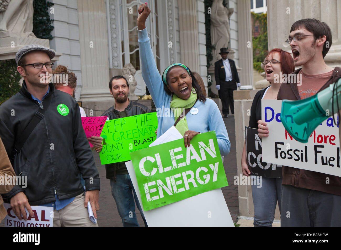 Environmentalists Protest Plans for Coal-Burning Power Plant Stock Photo