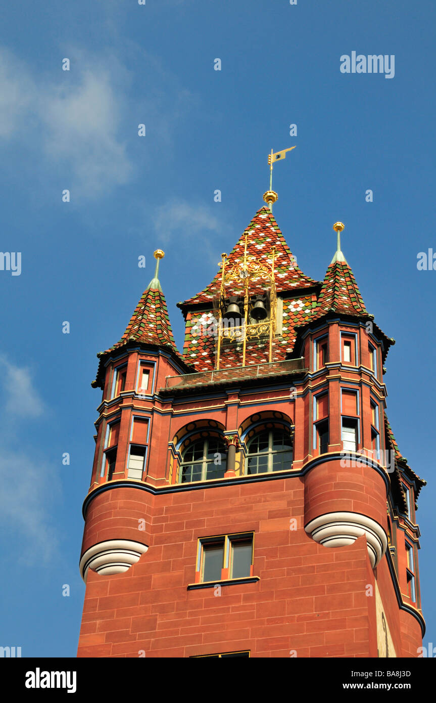 Basel town hall rathaus top of the tower on right facing the entrance ...