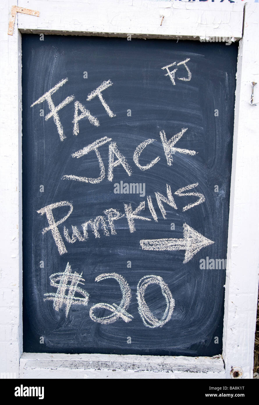 pumpkins sale blackboard Stock Photo