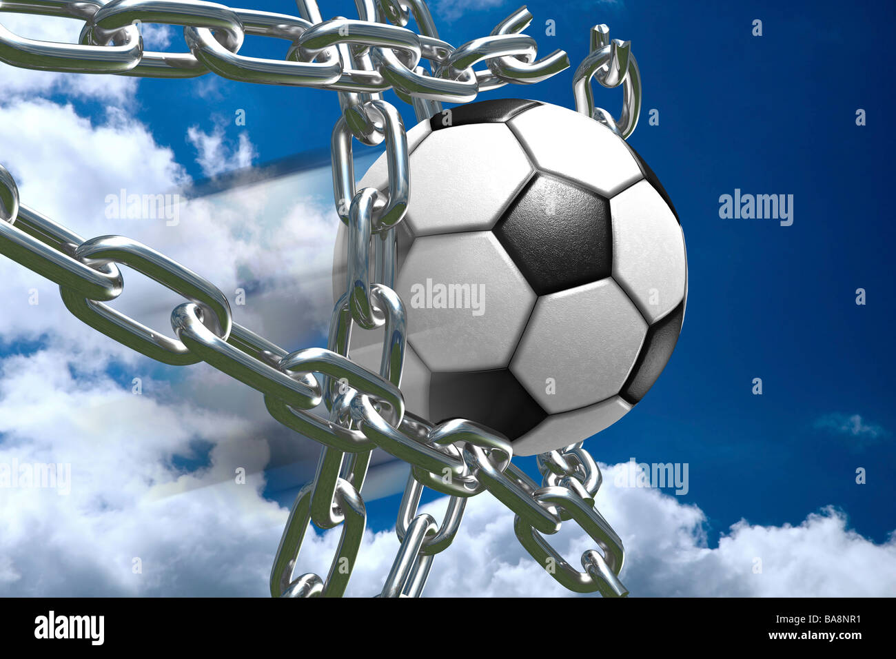 Man breaking free from ball and chain, illustration - Stock Image -  C039/7920 - Science Photo Library