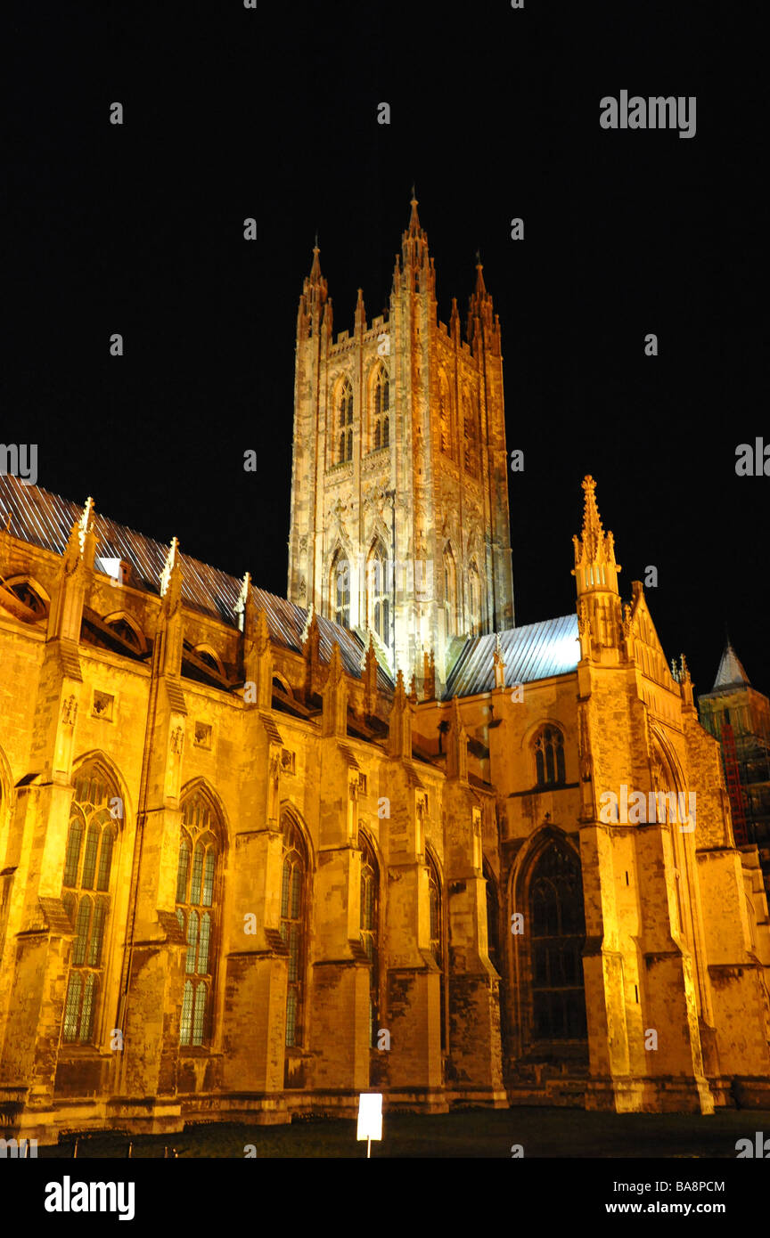 canterbury cathedral tower at night Stock Photo Alamy