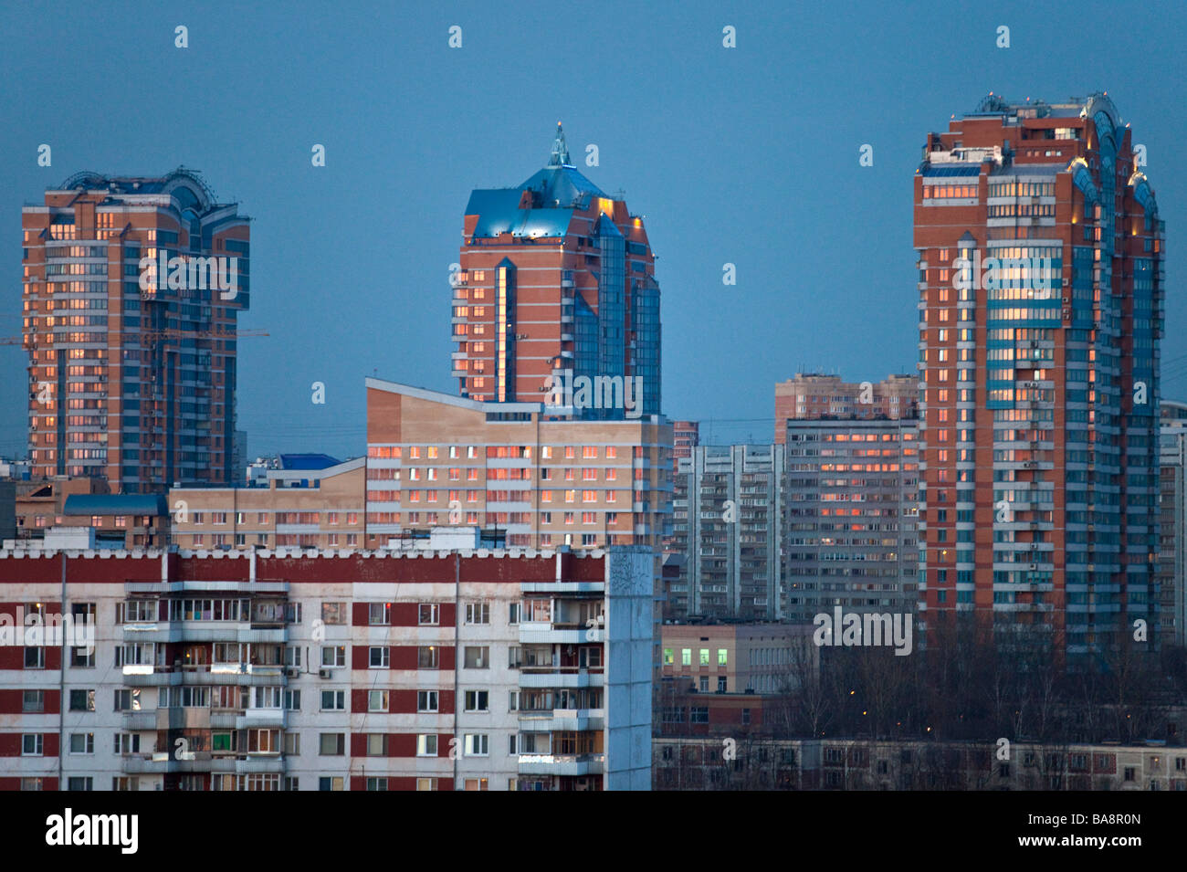 Modern housing blocks in the center of Moscow, Russia next to Yugo-Zapadnaya metro station. Stock Photo