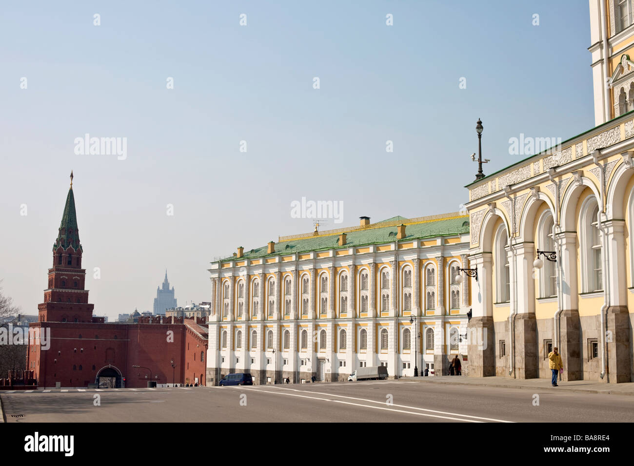 The Great Kremlin Palace, and Kremlin tower, Moscow, Russia Stock Photo