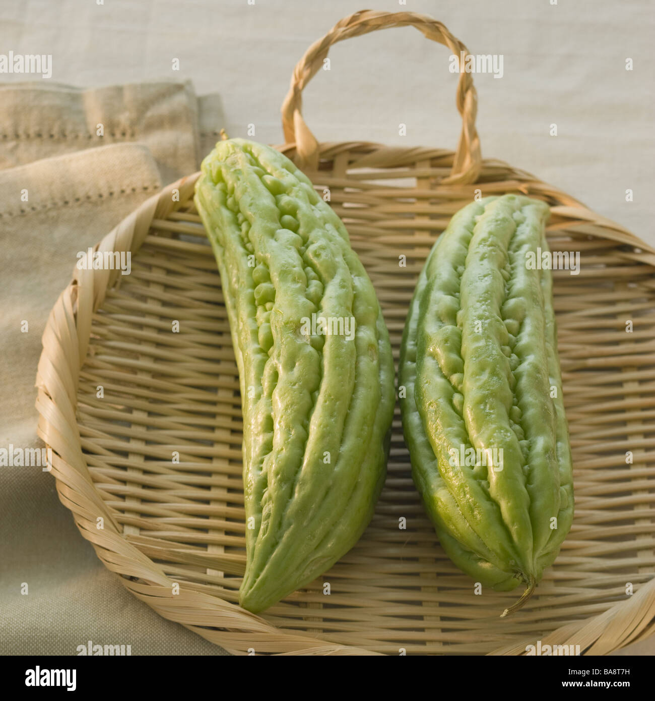 Chinese bitter melon in basket Stock Photo Alamy