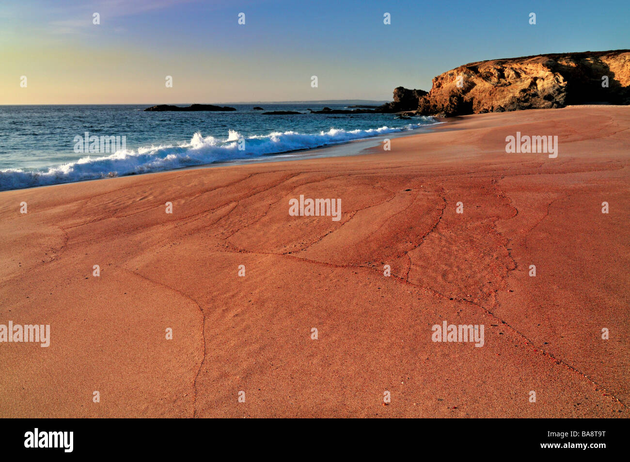 Sand formations at the beach of Praia Grande in Porto Covo Stock Photo