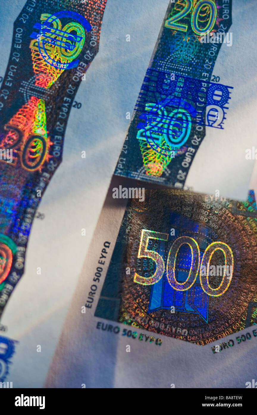 Close up of euro note holograph Stock Photo