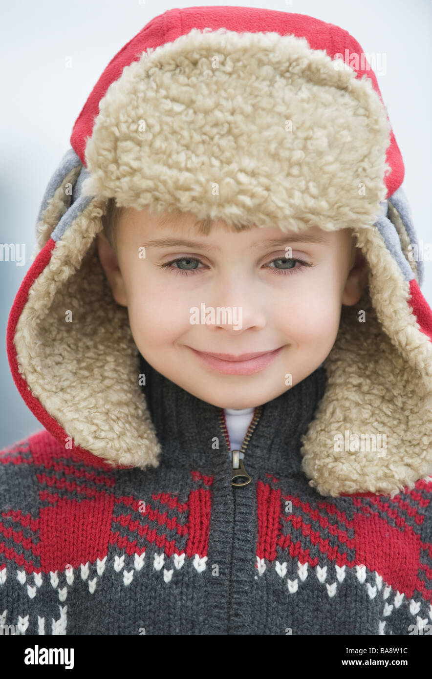 Boy wearing winter hat Stock Photo