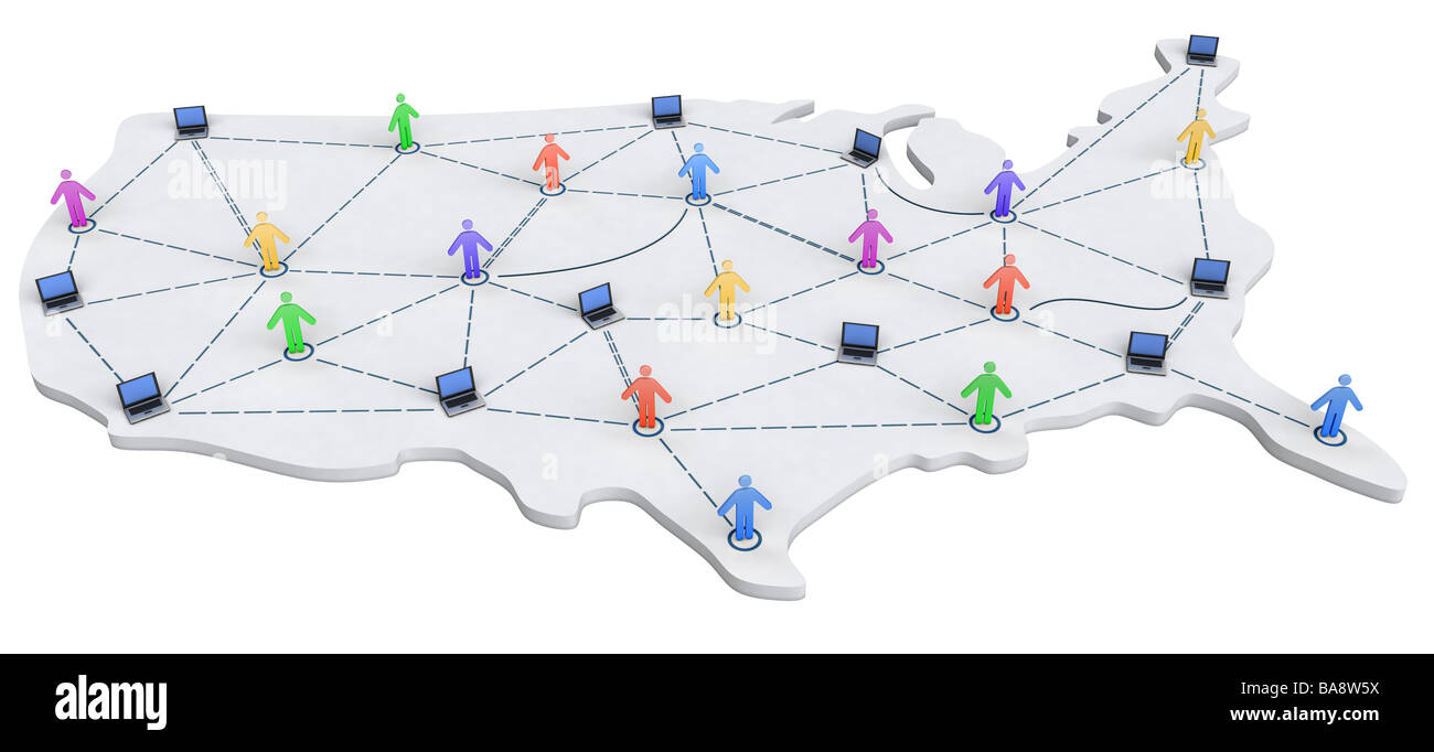 USA Networking Map Stock Photo Alamy