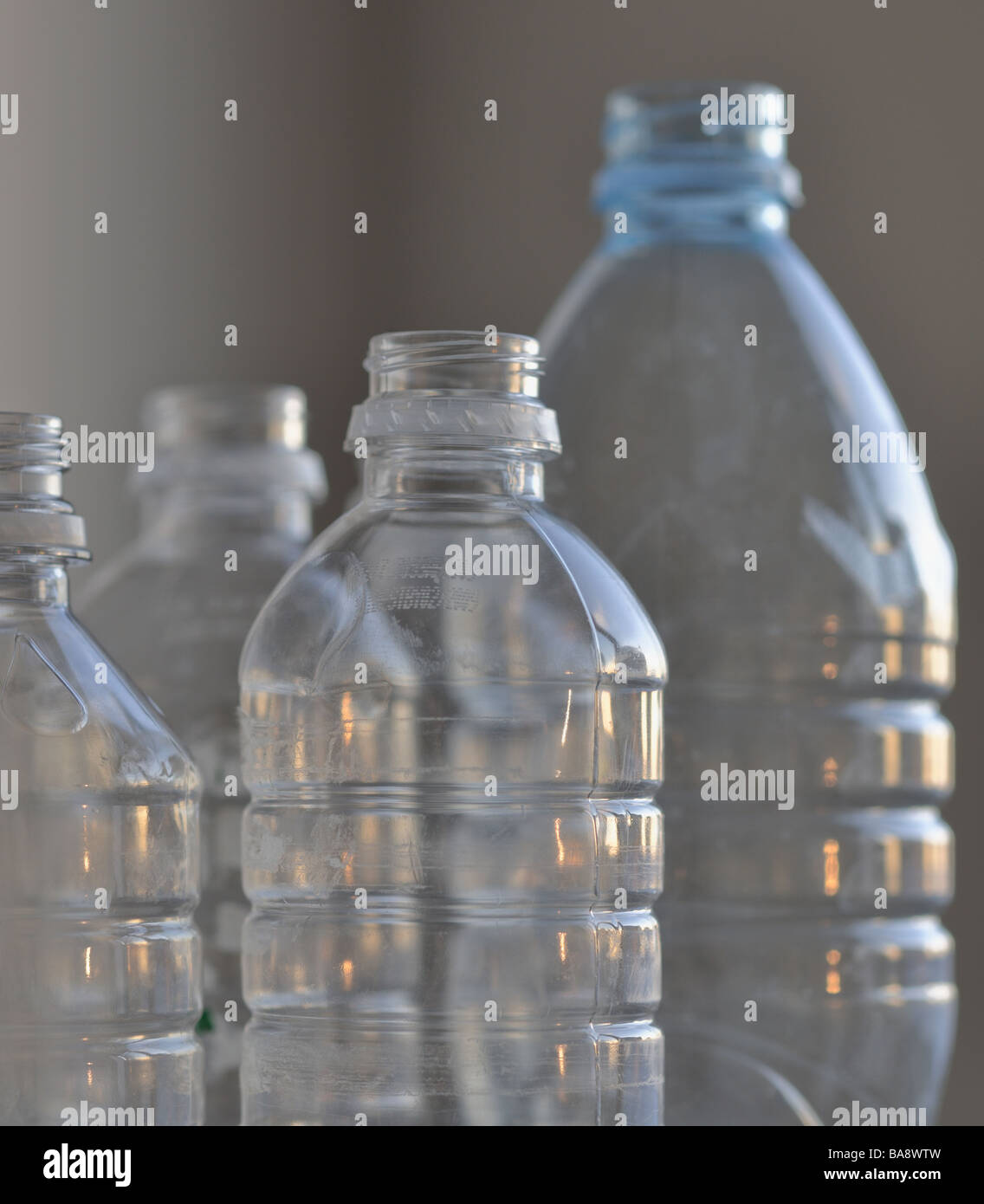Empty water bottles Stock Photo