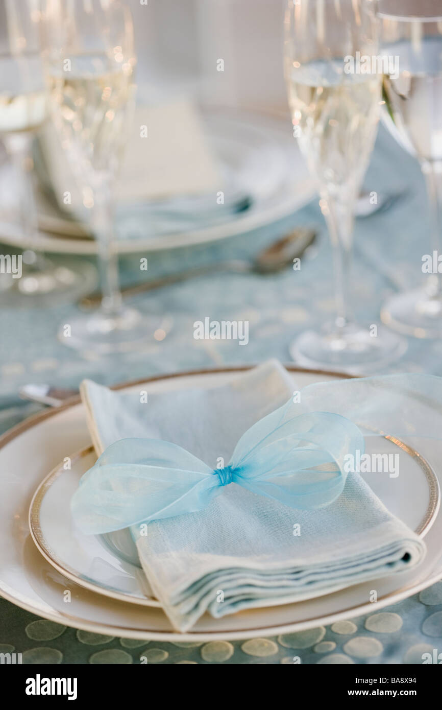 Wedding table placesetting Stock Photo
