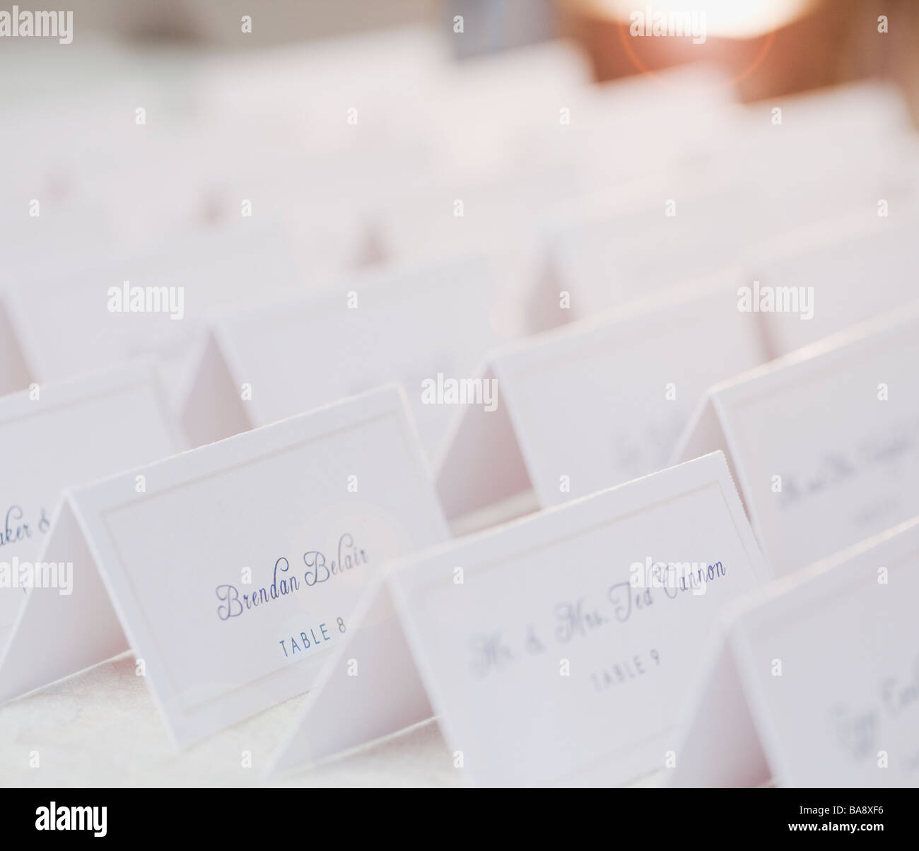 Wedding table place cards Stock Photo