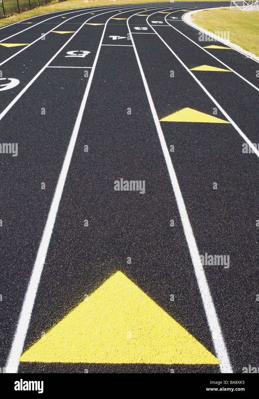 Lanes on running track Stock Photo